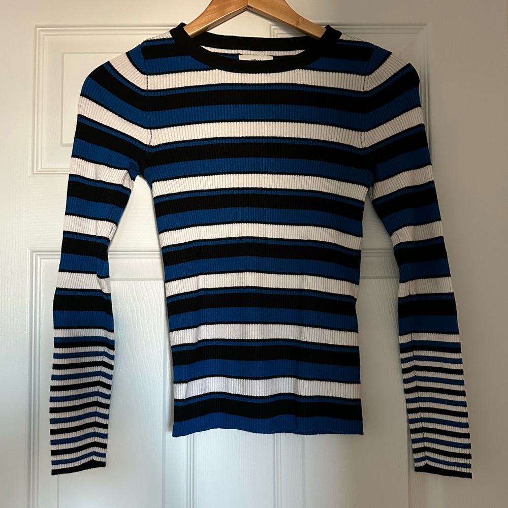 Jacqueline de Yong (JDY) | Blue, black and white striped sweater (size XS)